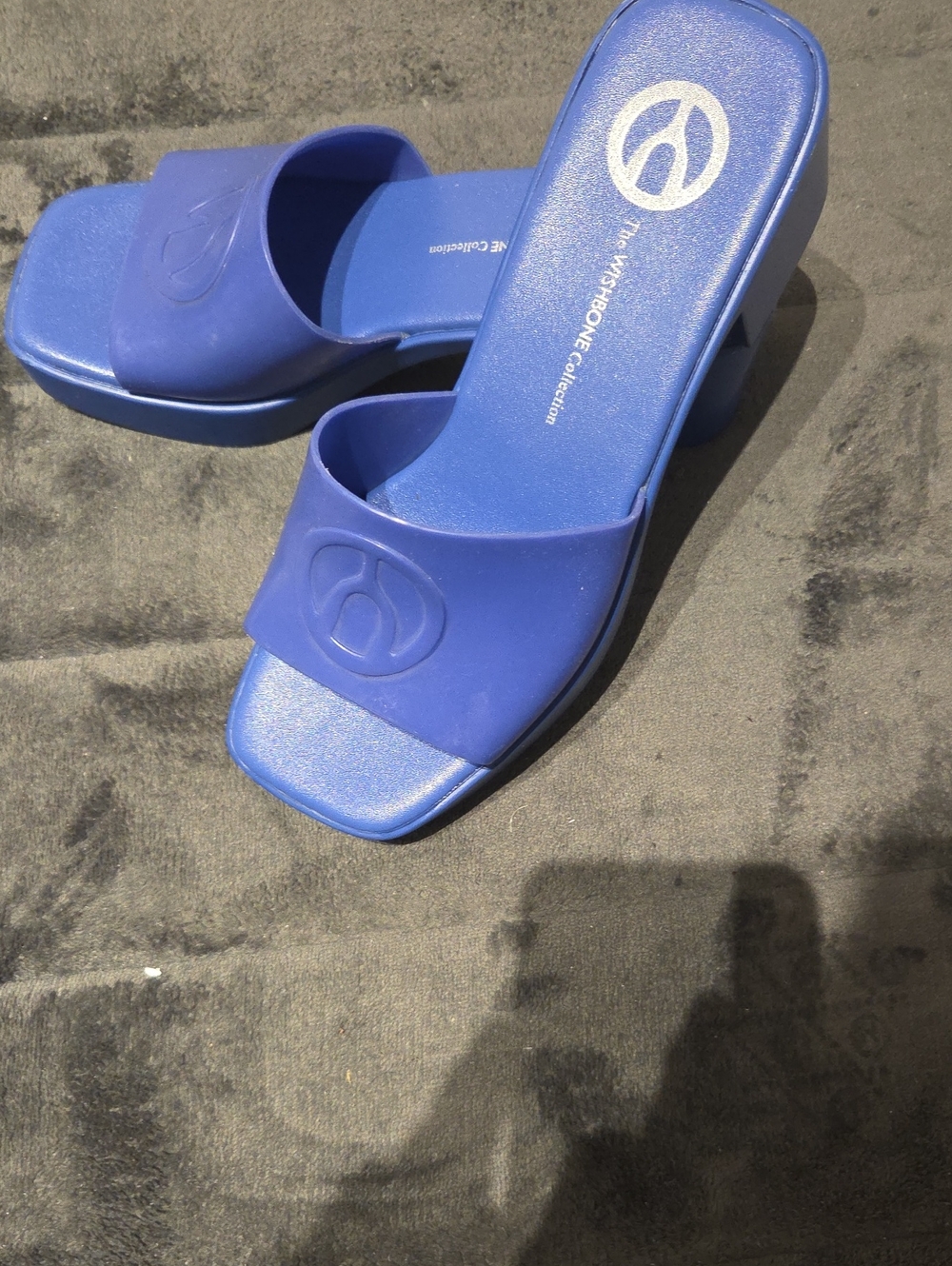 The Wishbone Collection Blue Wedge Slide Mules
